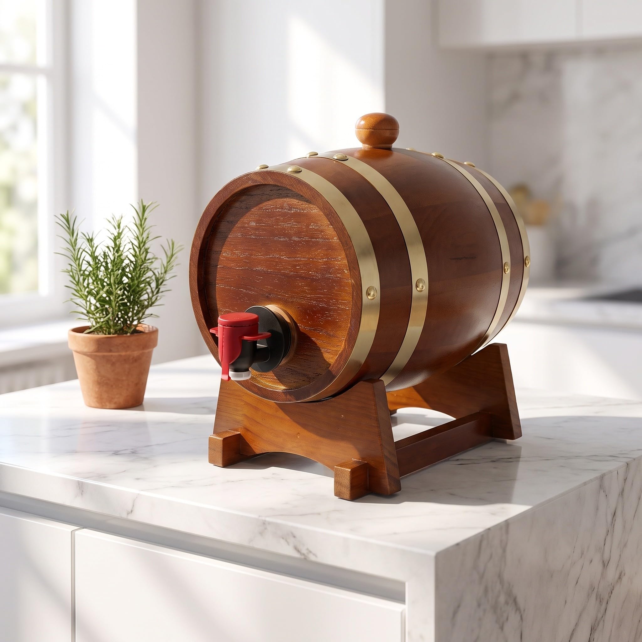 TOPBATHY Barril de Roble Vintage de 11.3 con Soporte de Madera