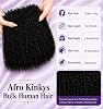 Cabello Humano Afro Kinky Bulk 12 Pulgadas 4 Bundles 60g Cabello Afro Kinky Rizado para Trenzas Bulk para Extensiones Spring Twist Reparación de Dreadlocks Locs Rizado para Trenzas (1B, 12 Pulgadas) 3