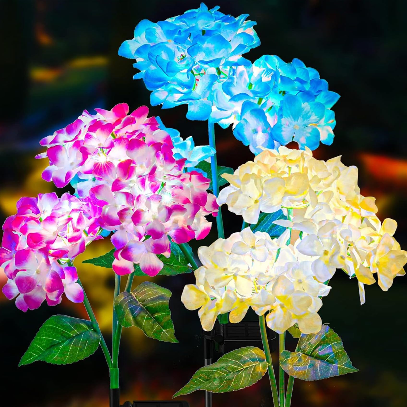 Syutokul Solar Garden Lights Realistic LED Hydrangea Solar Flower Lights Outdoor Waterproof Lamp for Garden Yard Pathway Decoration for Women