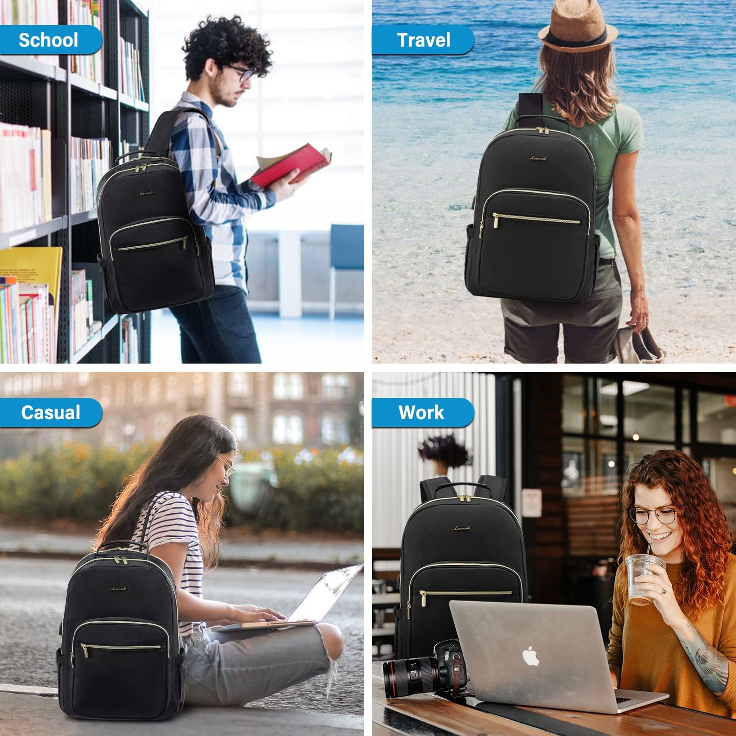 Mochila para laptop para mujer, bolsa de trabajo para computadora