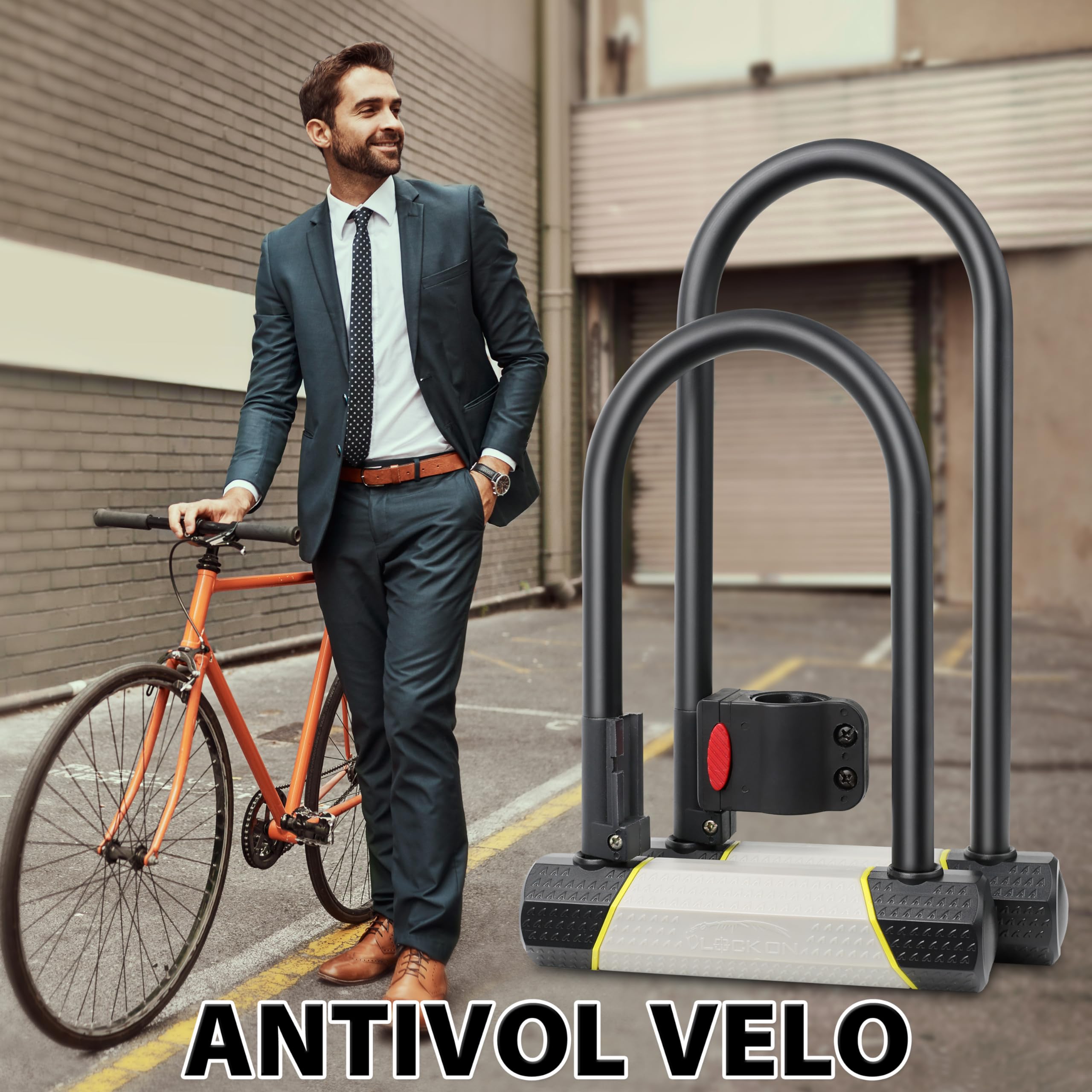 SUNYA Antivol de Vélo, Cadenas Pour Velo, 14mm Antivol en U et câble 12mm x 1,5m. Niveau de Sécurité 7/10, Offre un Haut Niveau de Protection. 1 Support de Montage. 180x320mm