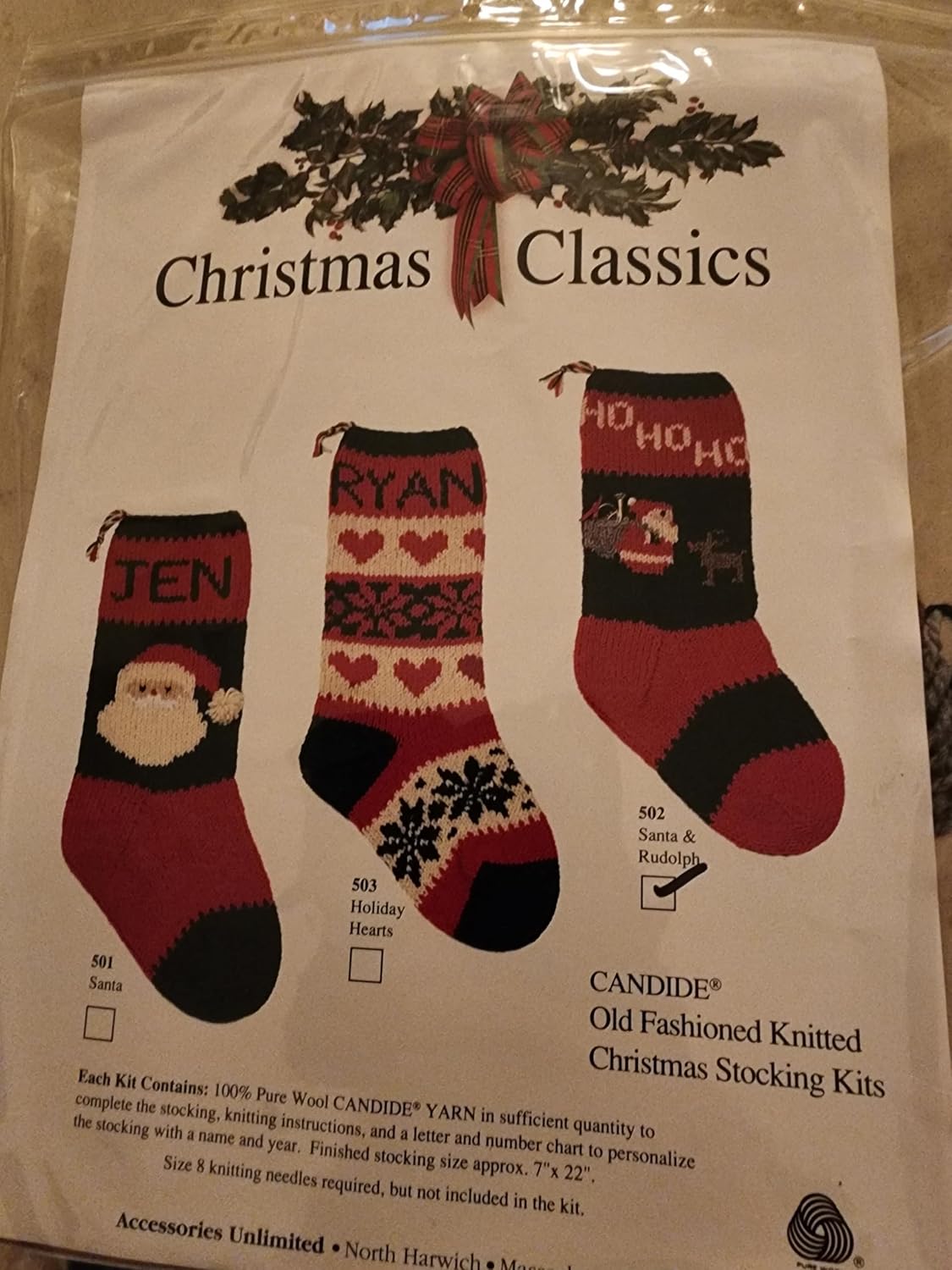 Christmas Stocking Knitting Kit - Santa & Rudolph
