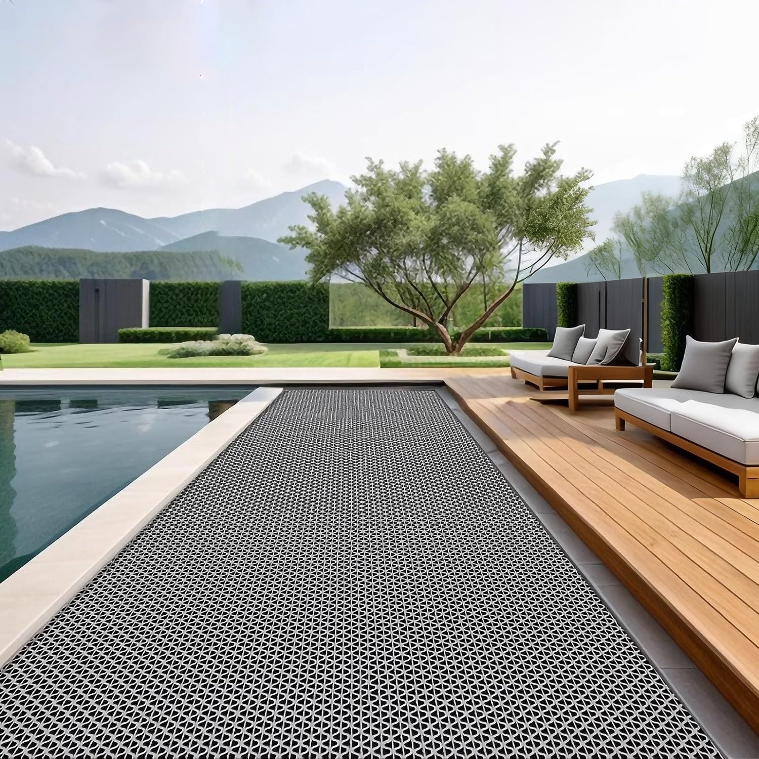 Alfombrilla de drenaje antideslizante, impermeable, de malla de PVC, para uso en interiores y exteriores, diseño rectangular, ideal para cocina, ducha, garaje
