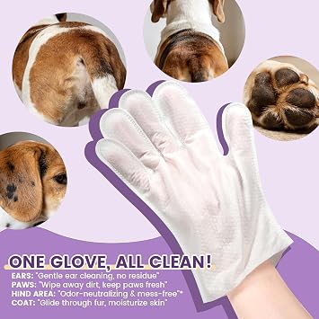 IMMHABI Hypoallergenic Pet Glove Wipes for Dogs & Cats, 50 Count