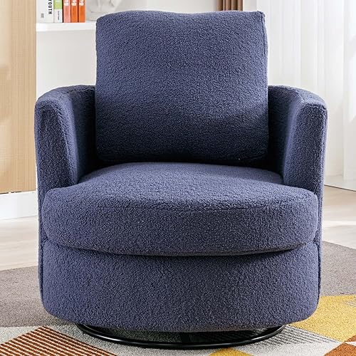 ODUWA Silla giratoria de barril de 31.9 pulgadas de ancho, modernas sillas redondas con brazos decorativos, tapizada de sherpa, cómoda, giratoria de