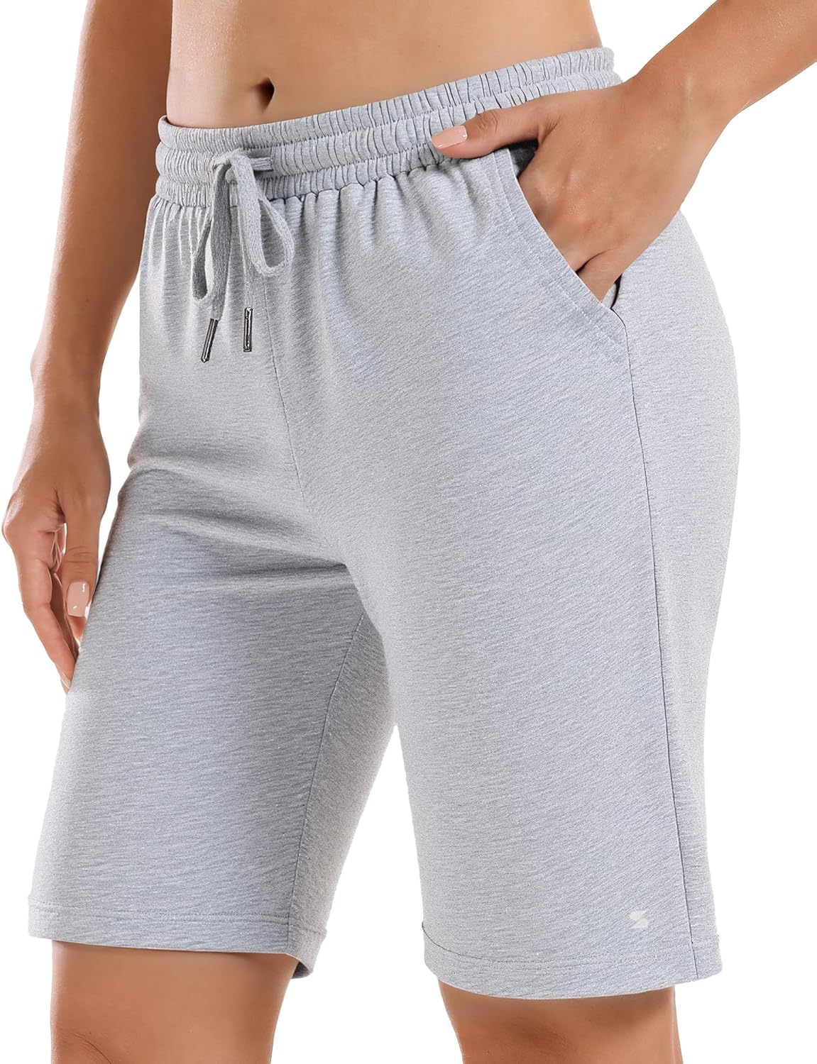 Stelle Women's 7"/10" Cotton Bermuda Shorts Knee Length Comfy Lounge Athletic Sweat Shorts with Deep Pockets