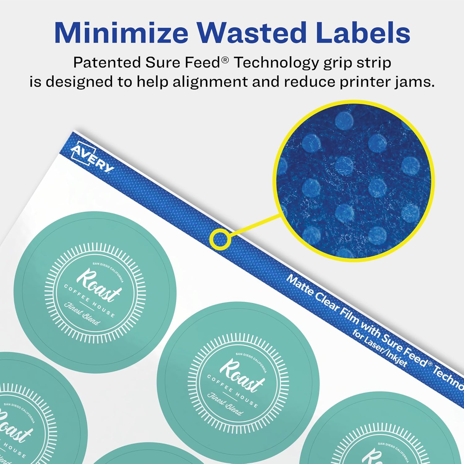Avery Matte Clear Round Labels, Sure Feed Technology, 1.75" Diameter, 500 Matte Clear Labels, Print-to-The-Edge, Laser/Inkjet Printable