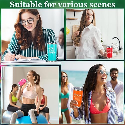 Miniatura 10 de 20 vasos de 20 onzas con aislamiento de acero inoxidable con tapa para mujeres empleadas, profesores, enfermeras, voluntarios, regalos de