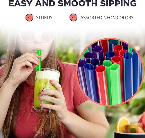 Miniatura 3 de Paquete de 2400 popotes de batido jumbo envueltos individualmente, pajitas Boba de varios colores, pajitas grandes extra anchas para batido, pajitas