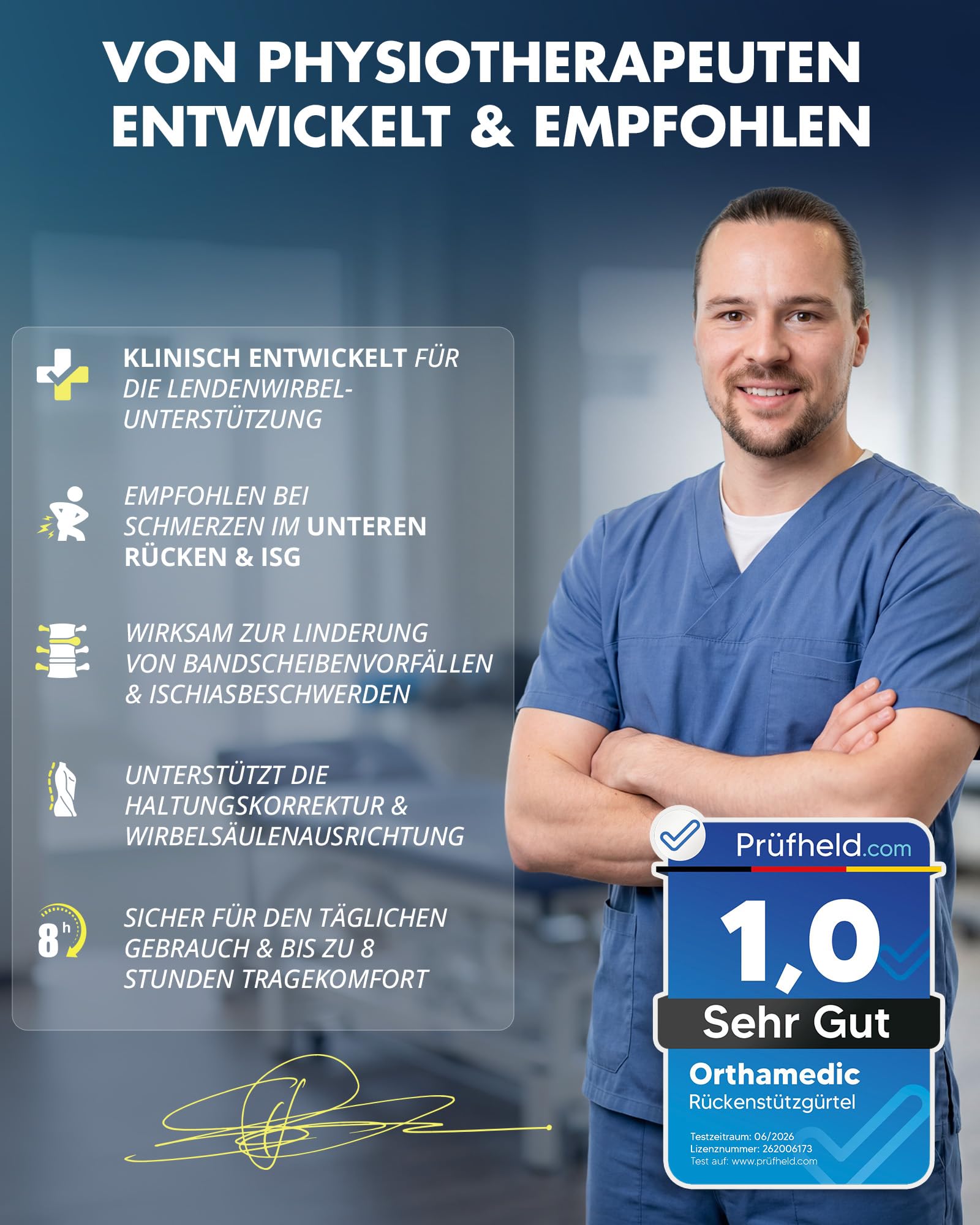 Rückenstützgürtel | Orthopädisch | Atmungsaktive Rückenbandage Herren & Damen | Nierengurt bei Bandscheibenvorfall, Ischias & Rückenschmerzen | Lendenwirbelstütze Gürtel