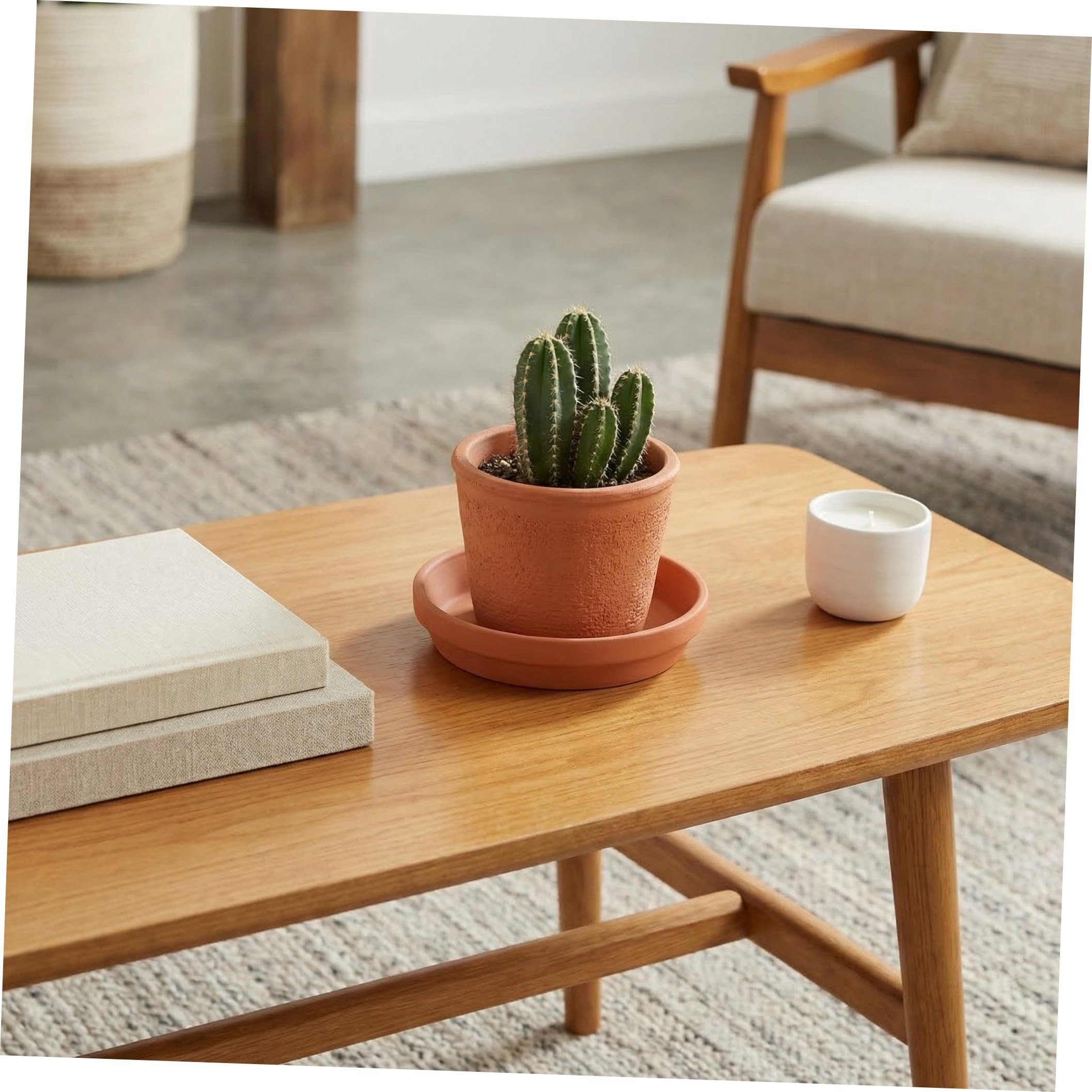 VALICLUD 12 Piezas Bandeja Redonda Platillo Estable de Terracota, Recoge Agua Diseño Fácil Limpieza, para Macetas de 4,5 Pulgadas para Plantas de Interior y Balcón