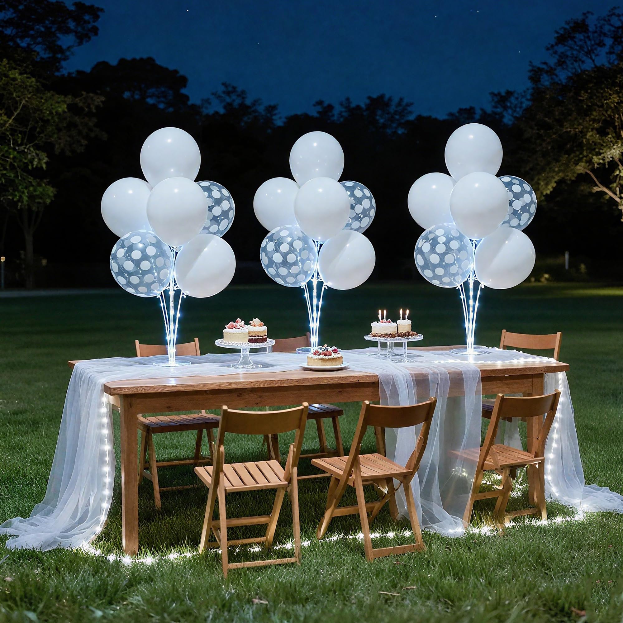 6 Stück leuchtende Ballon-Mittelstücke für Tischplatte, einfaches Set mit Pumpe für Hochzeitsdekorationen, weiße Luftballons, Latex-Ballon-Set für Hochzeit, Braut, Geburtstag, Party-Dekorationen