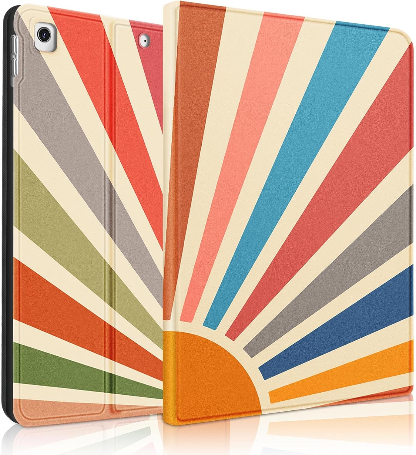 Uppuppy for iPad 9th/8th/7th Generation Case 10.2 Inch Girls Women Cute Folio Smart Cover Pencil Holder Sun Girly Cartoon Pretty Teens Aesthetic Cases for Apple iPad 7/8/9 Gen A2602 A2270 A2197