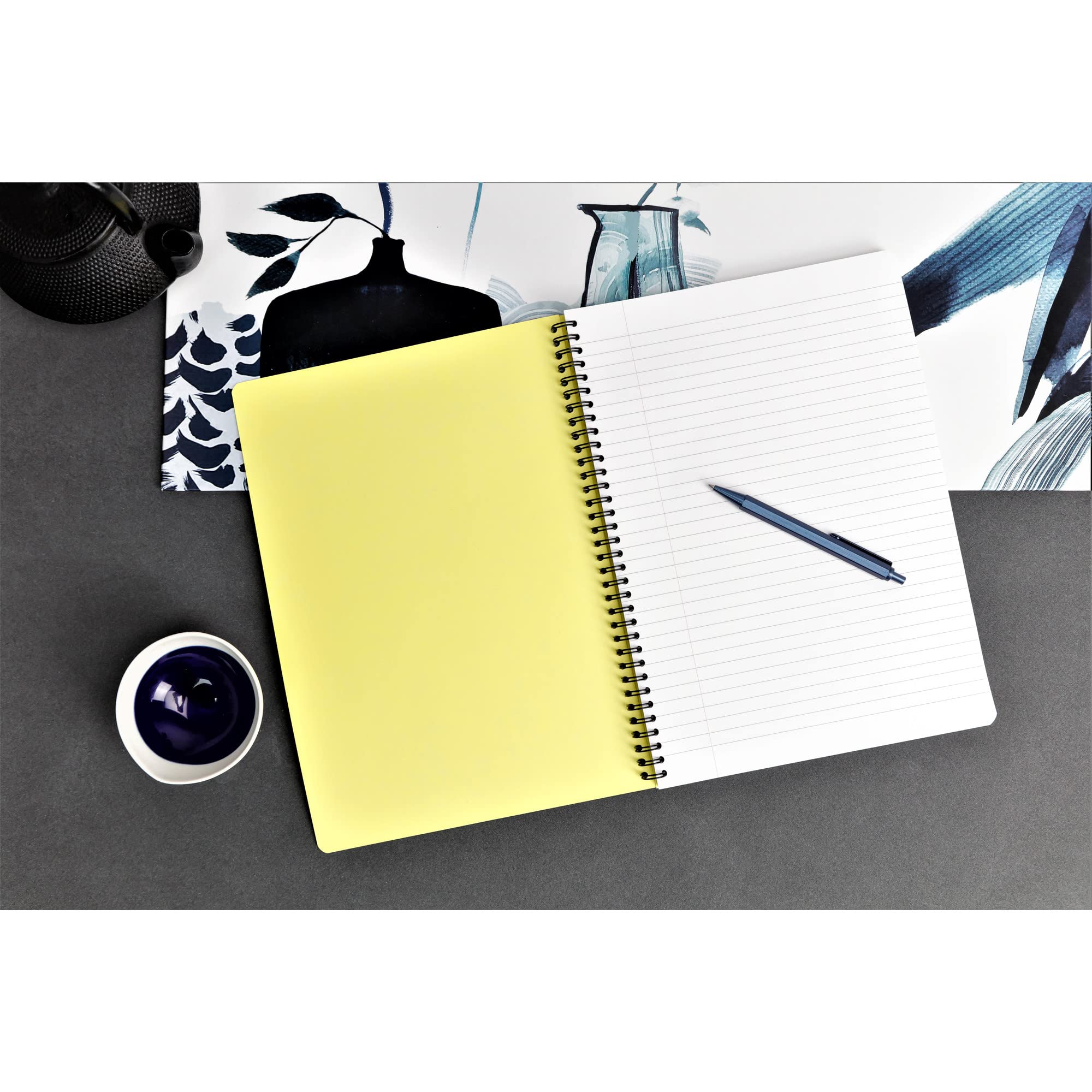 Clairefontaine 115929C, Blue Floral Spiral Notebook, A4 21x29,7cm 148 Lined Pages Margin White Paper 90g, Inkebana Collection - Image 4