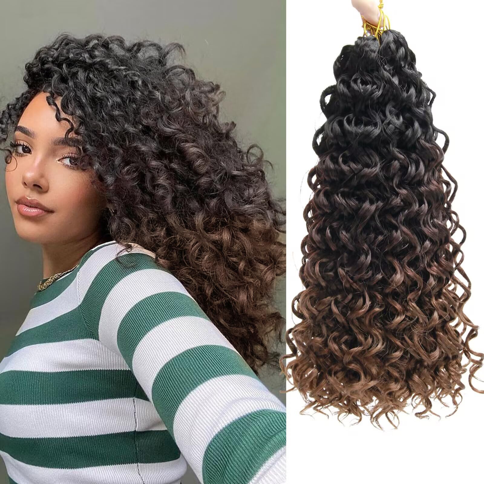 YXCHERISHAIR 8 Packs Curly Crochet Hair GoGo Curl Crochet hair for Women Deep Wave Braiding hair,Synthetic Bohemian Crochet Braid Water Wave Crochett