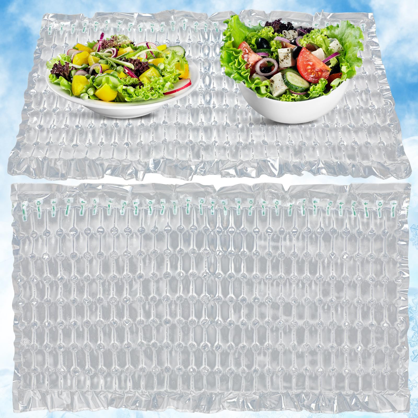 Reallnaive Paquete de 2 láminas de hielo congelables reutilizables para enfriadores, paquetes de hielo flexibles para bandejas de alimentos, tablas de queso, carnes delicatessen, platos de verduras