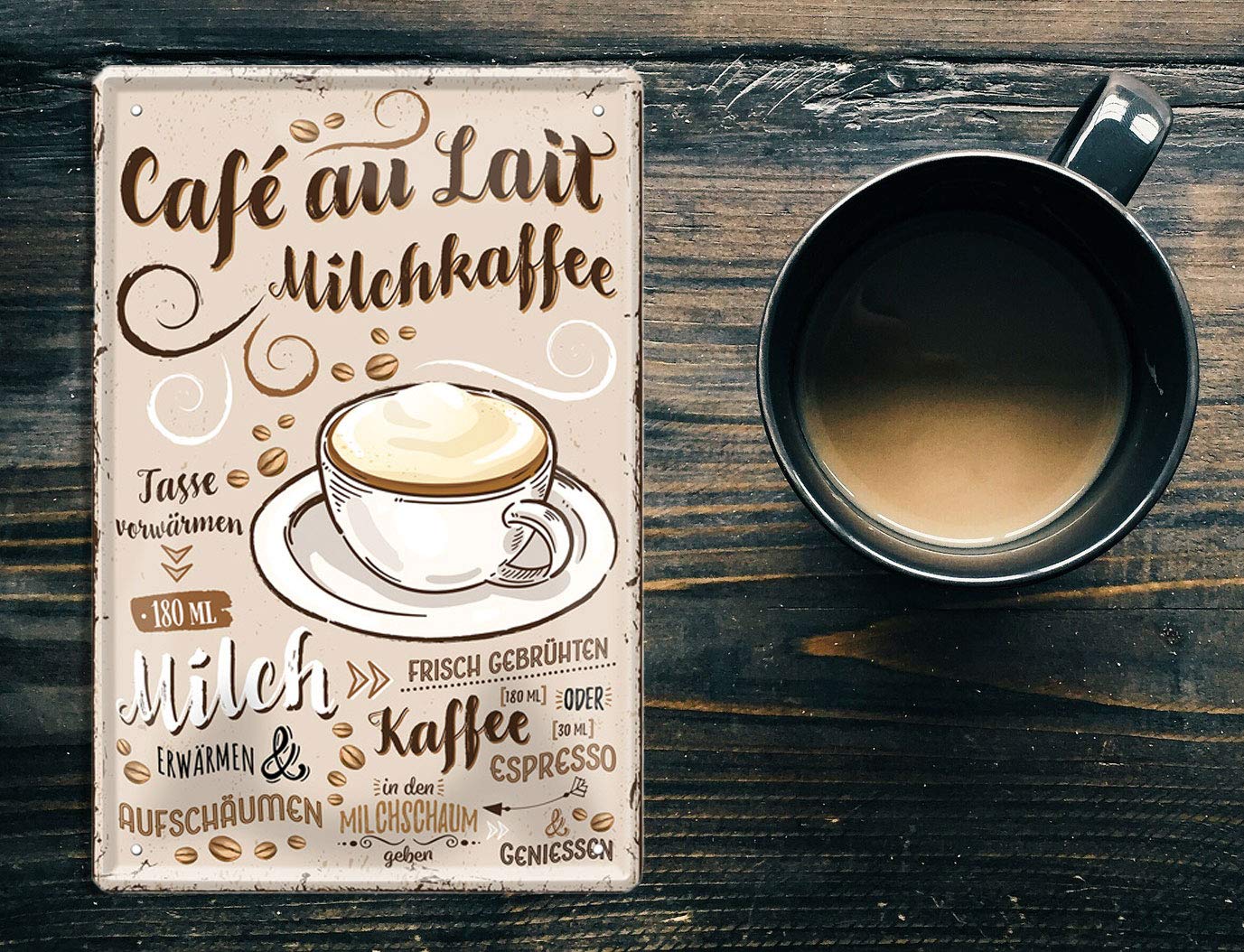 Divertente targa in metallo con scritta in lingua inglese Coffee