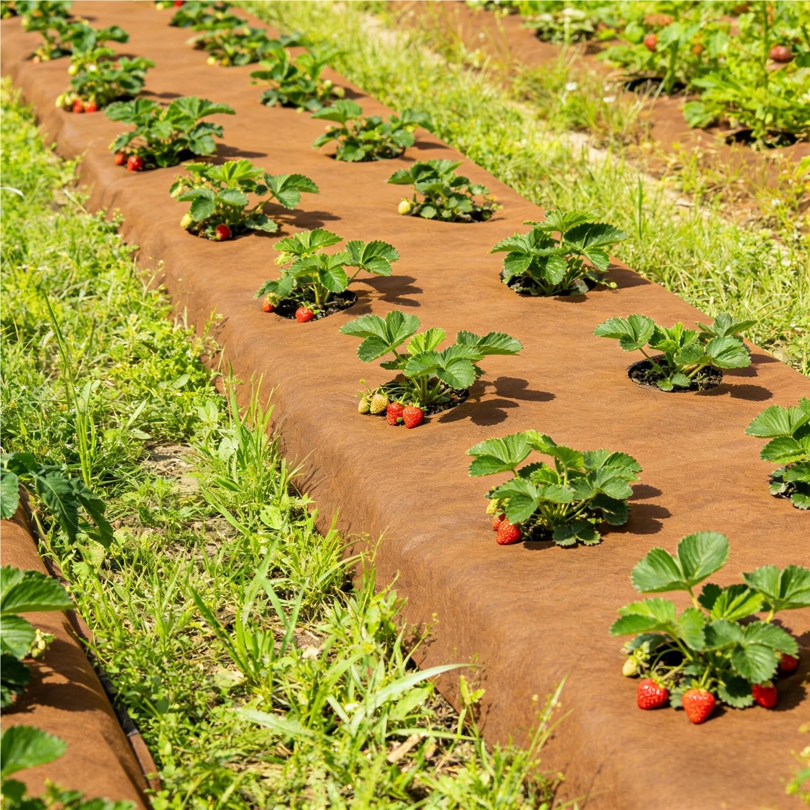 Telo Pacciamatura Panno antierba Marrone Nero comprensivo di 10 Chiodi a Terra, Adatto for campi ortaggi e frutteti