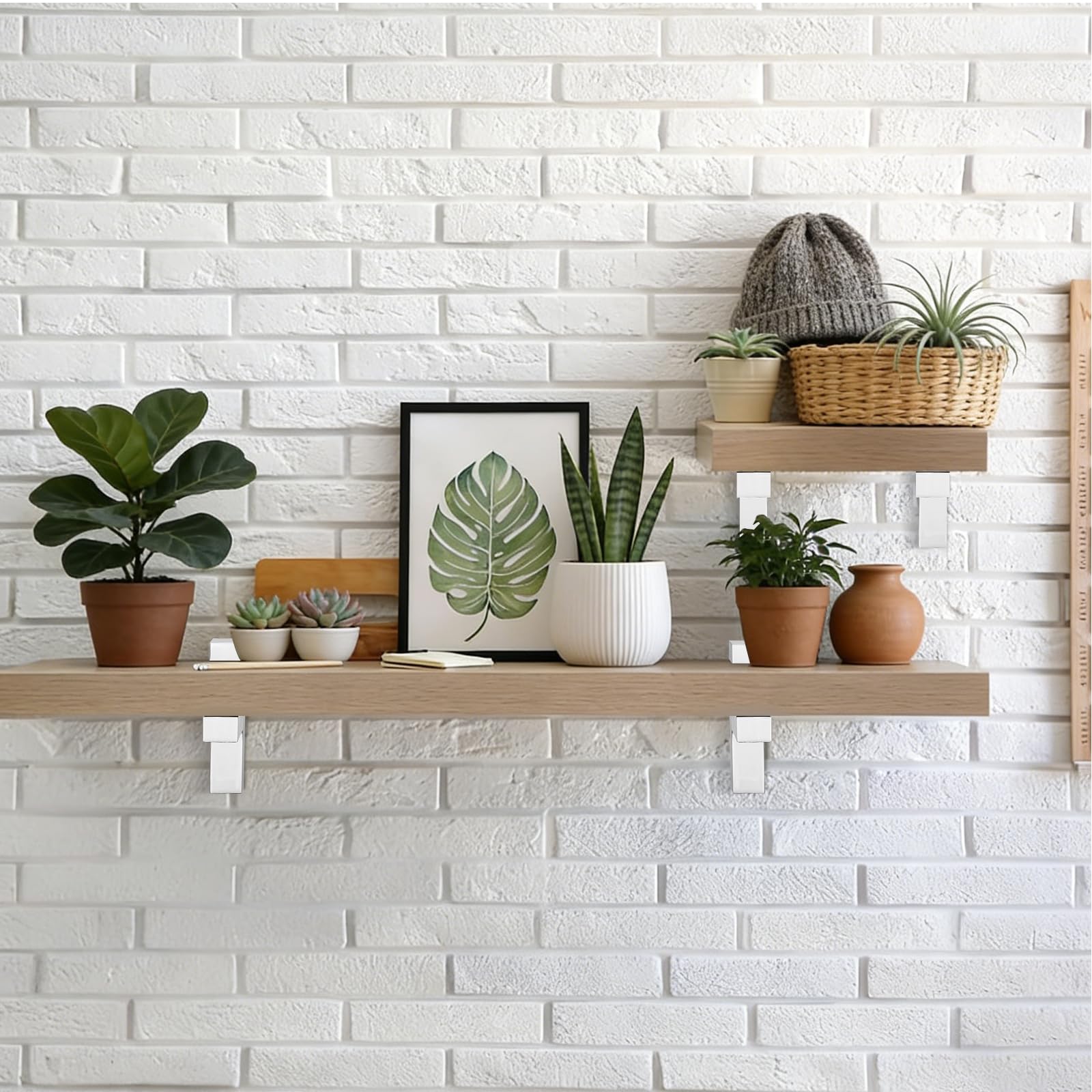 8 soportes flotantes resistentes para estantes, soporte ajustable para estante de pared, soporte de abrazadera plateado para estantes de madera/vidrio de 2 a 38 mm de grosor, con tornillos