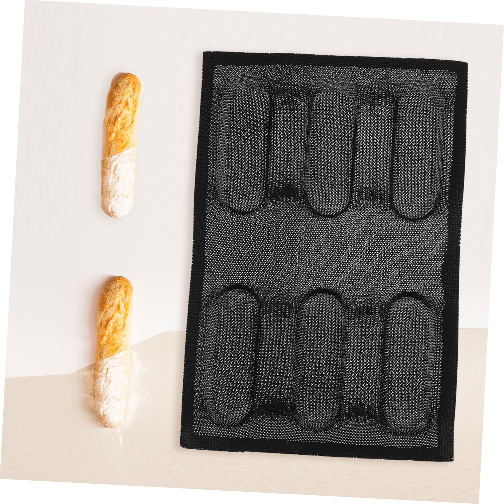 MAGICLULU Lot De 2 Moules À Antiadhésifs En Silicone Pour 6 Pains Plaque De Cuisson Respirante Noire
