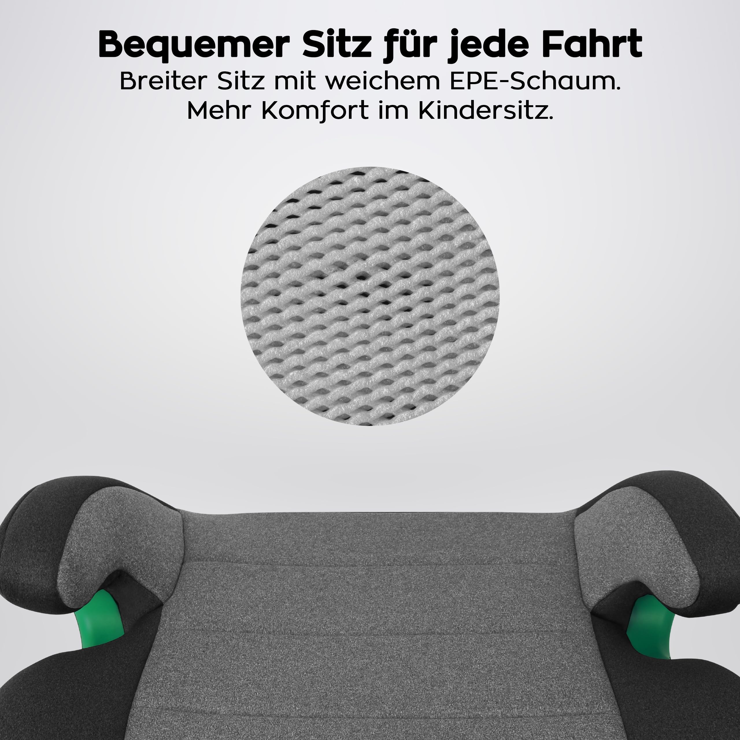 Tulano Cabby 35 Kindersitz - 15–36 kg - 125–150 cm ab 4 Jahren - ISOFIX | sichere Sitzerhöhung Auto Kinder - Vorwärtsgerichtet - ergonomisch gepolsterte Sitzfläche - waschbarer Bezug – Grau