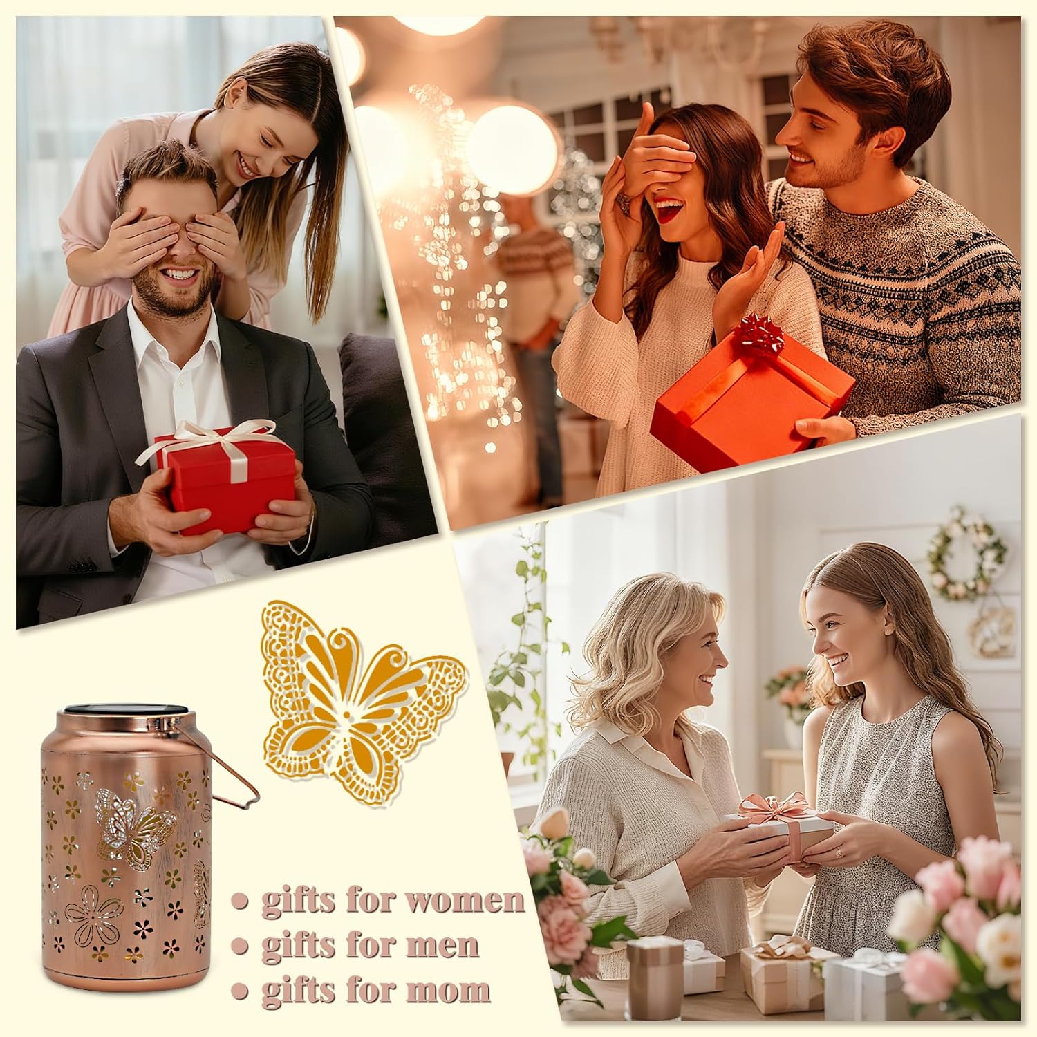 Gifts for Mom Butterfly - Solar Lights Outdoor Garden Decor for Outside, Mothers Day Gifts, Solar Lantern Outdoor Waterproof for Outdoor Decor, Pathway, Yard, Patio Landscape Lighting