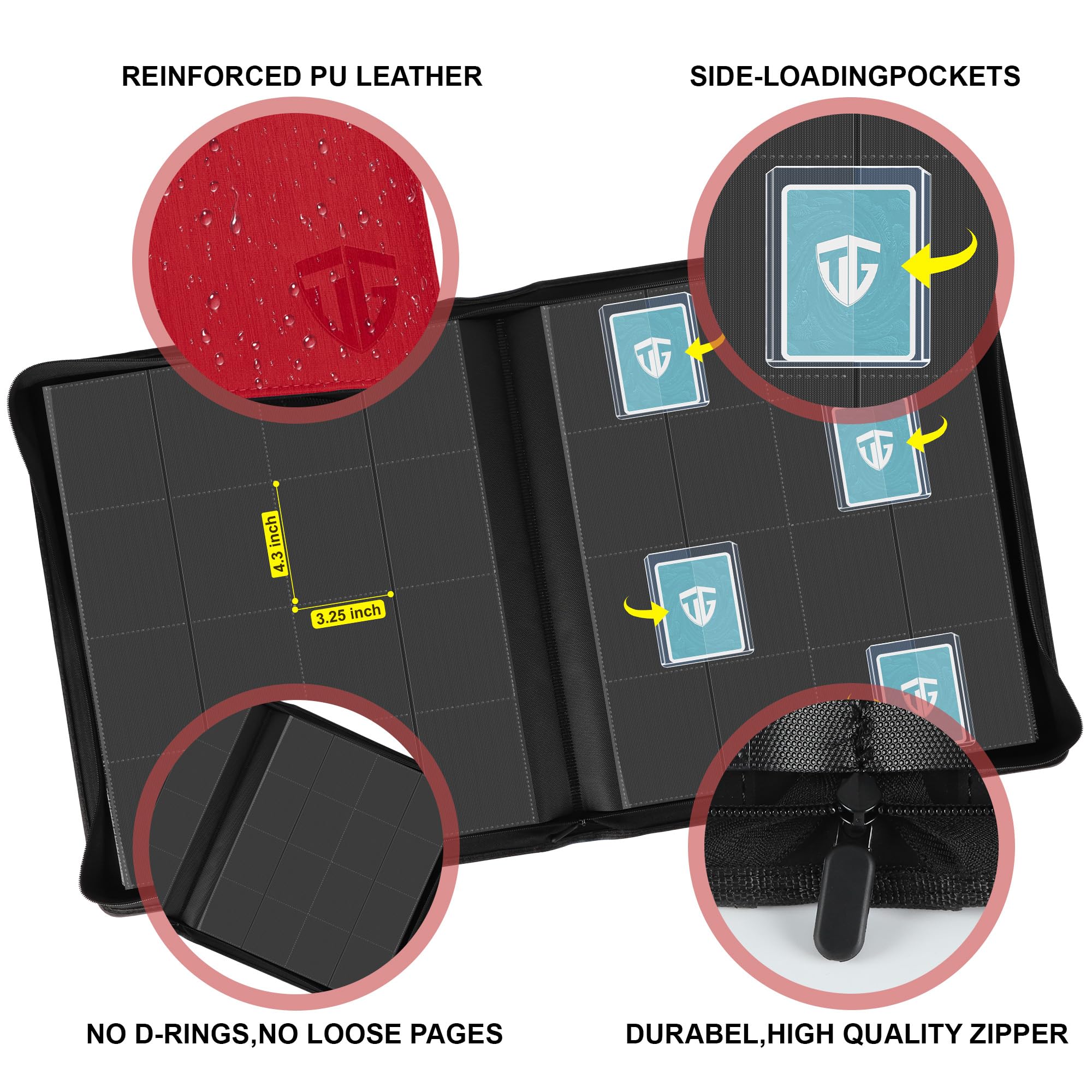 TCGUARD Toploader Verzamelkaartenalbum voor 640, 16 vakken, kaartenbinder met hoezen voor 3 x 4 inch rigid toploader, ruilkaartenbinder voor TCG, MTG- kaarten, kaartenverzamelalbums, paars