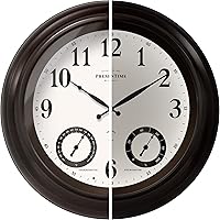 PresenTime 24" Jameson Illuminated Outdoor Clock - Waterproof Weather Station with Thermometer, Hygrometer, Oil Rubbed Bronze Finish