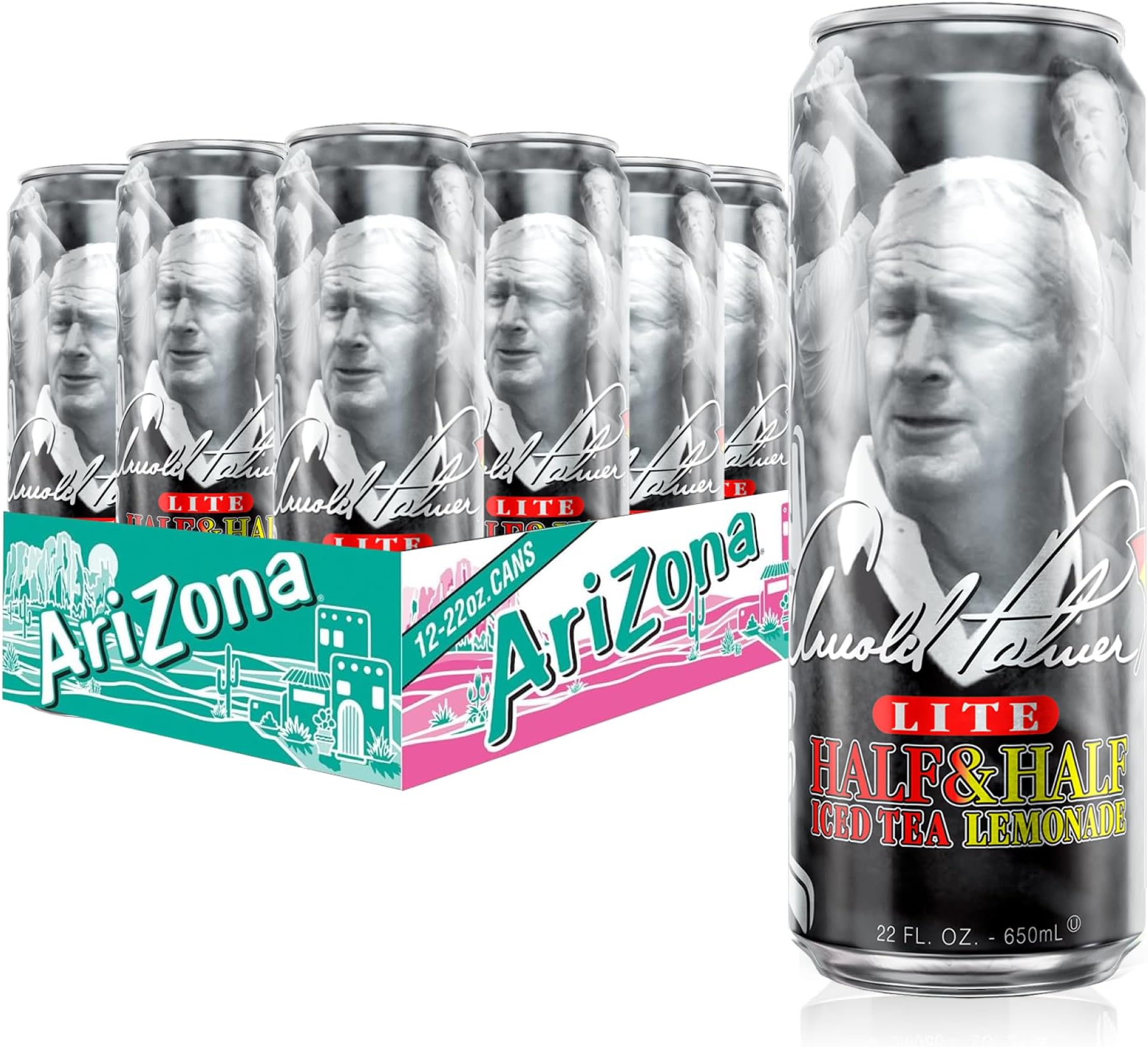 AriZona Arnold Palmer Half and Half - Big Can, 22 Fl Oz (Pack of 12)