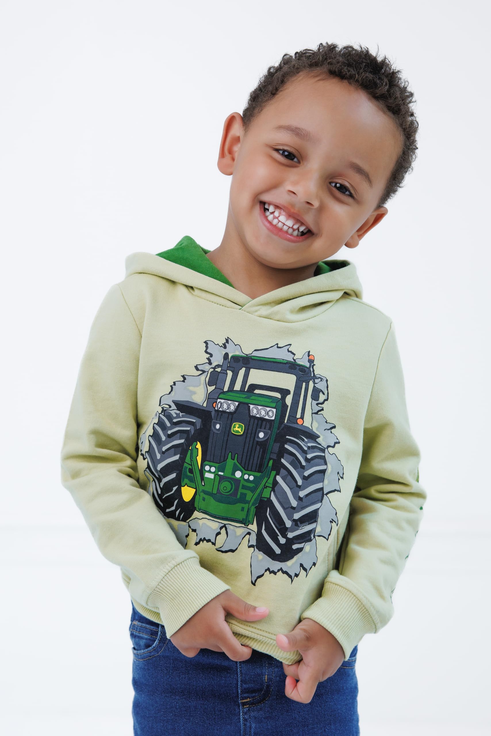 John Deere Felpa con cappuccio in pile per bambini grandi (2T - 14-16)