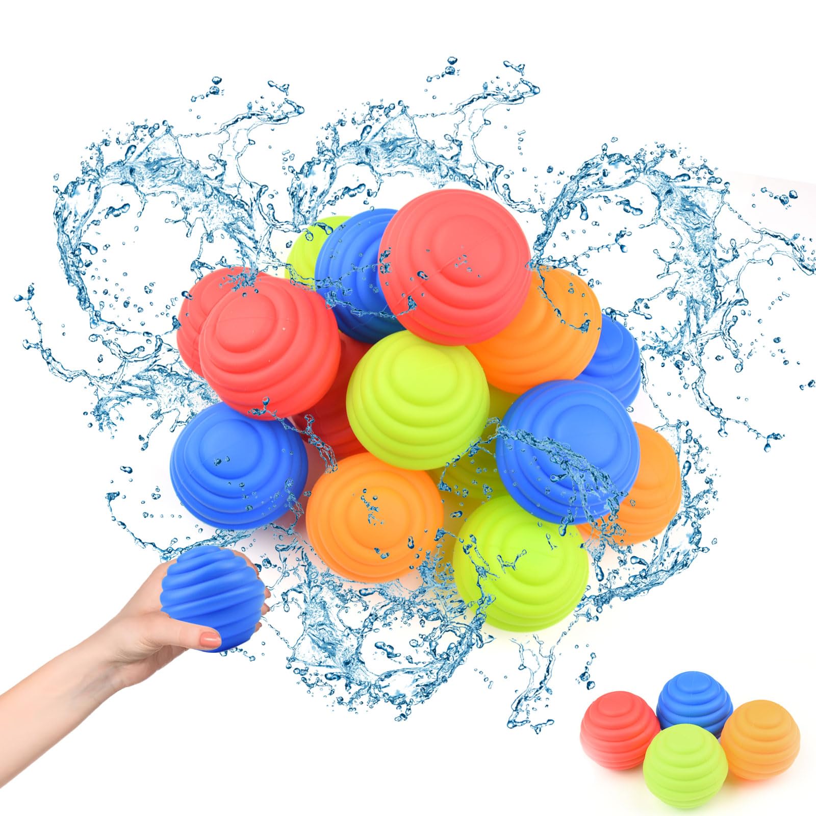 Teaque 16 Pcs 4 Colours, Reusable Silicone Water Balloons, Quick Self-Sealing Water Bomb, Summer Outdoor Toys, Outdoor Activities Water Games for Kids Adults Summer Fun Pool Parties.