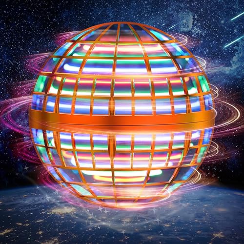 LEMATRIX Juguetes de bola de orbe voladora voladora Hover Pro Boomerang Spinner controlado a mano Mini dron forma de globo giratorio, seguro para