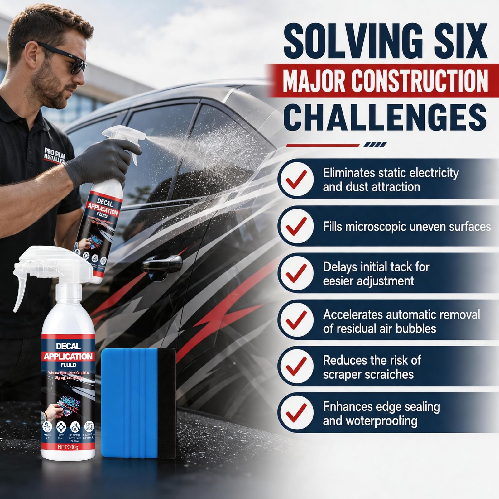 Fluido di Montaggio per Pellicole Autoadesive, 300 ml, Lubrificante | Pellicola Adesiva Trasparente, Lubrificazione Delicata, Adatto per Auto, Vetri e Privacy