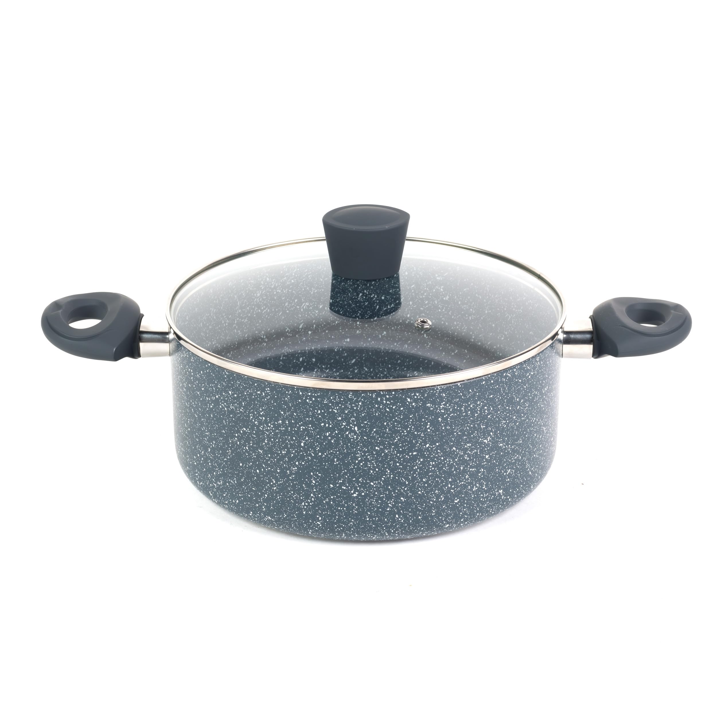 Russell Hobbs RH00849EU Nightfall Stone 24cm senza avambraccio, alluminio pressato, protezione da induzione, senza PFOA, manici morbidi, pentola con coperchio, per salse, pasta, verdure, marmo blu