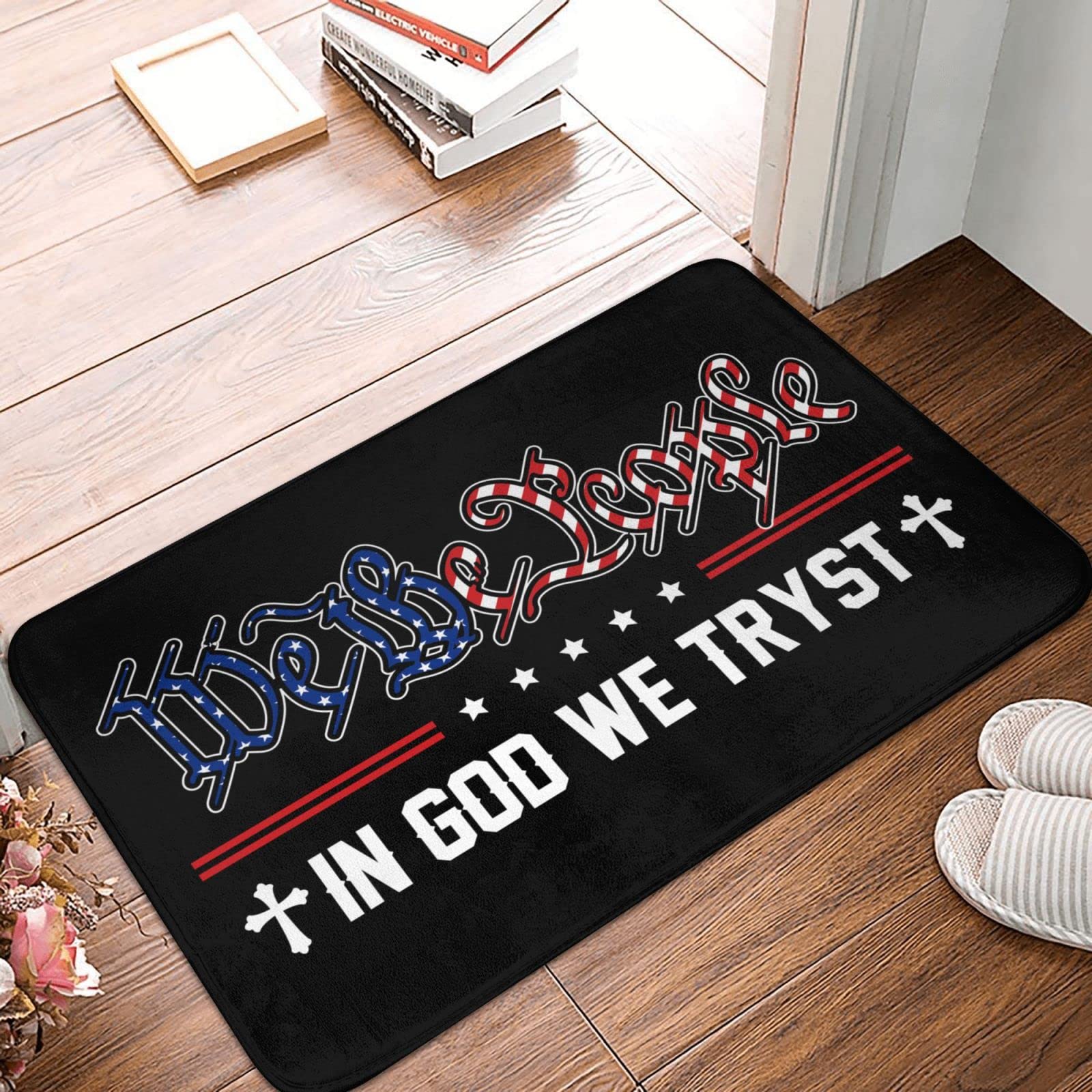 Paillasson amusant haut de gamme In God We Trust pour entrée chic 65x90cm