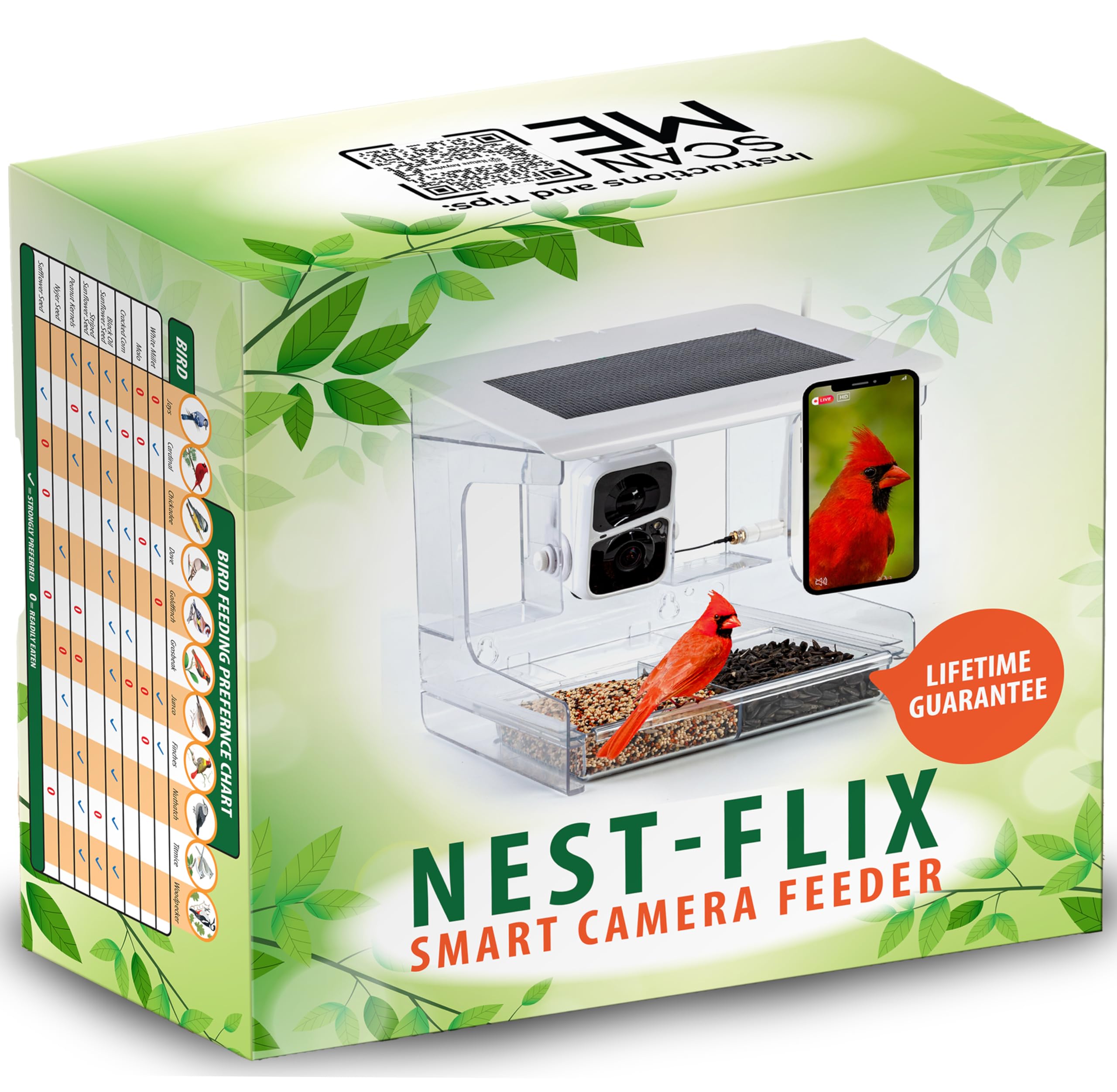 Smart Bird Feeder with Camera – XL Sliding Feed Tray for Effortless Refill – AI Bird ID – 3MEGAPIXEL Images – Video Bird Feeder – Solar-Roof for Bird Lovers