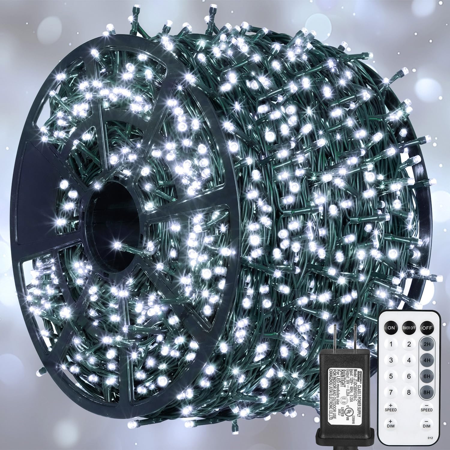 weillsnow 328 FT 1000 LED Christmas String Lights with Remote & Timer, 8 Lighting Modes Twinkle Lights, Waterproof Fairy Lights for Outdoor Bedroom Backyard Tree Wall Christmas Decoration (White)