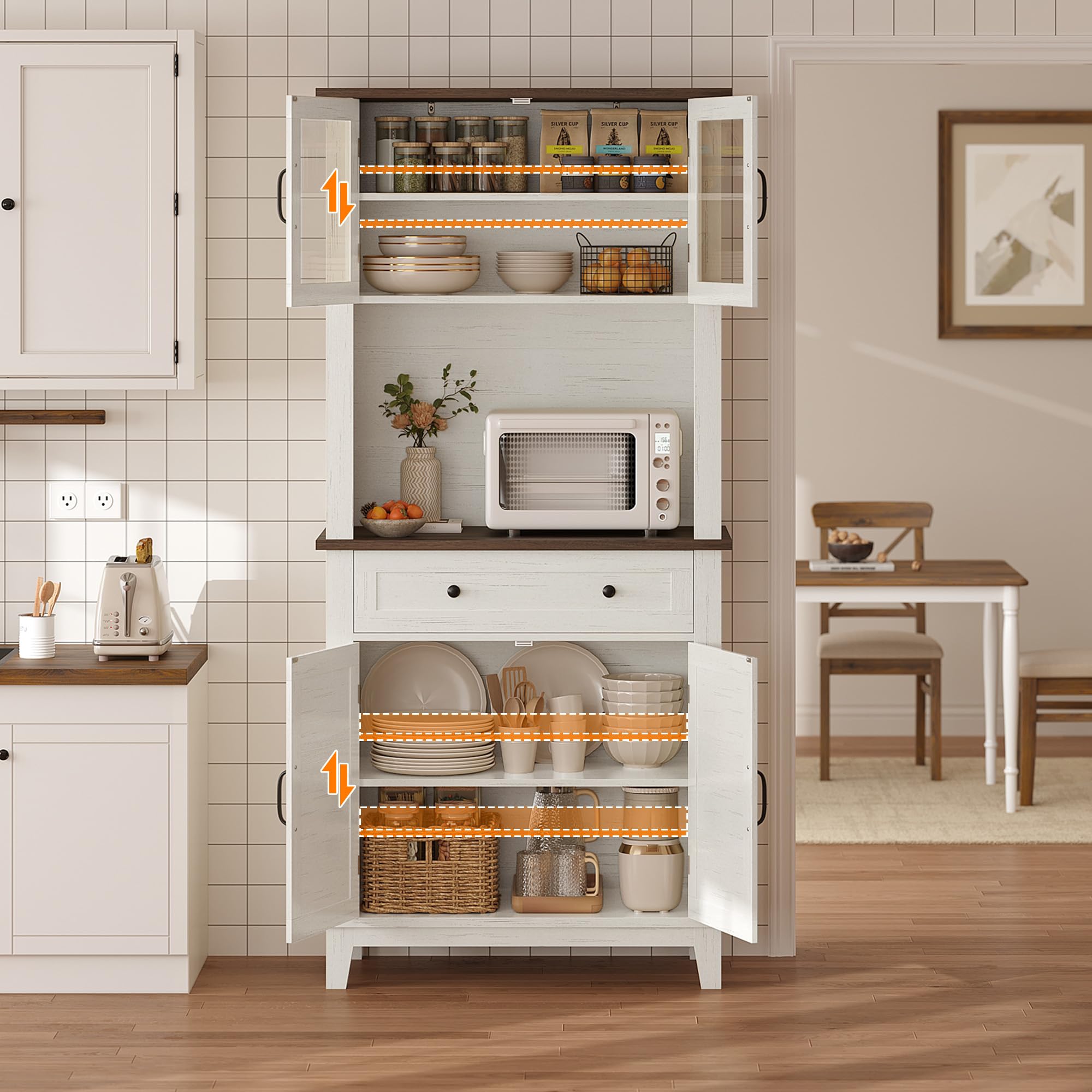 Farmhouse - Armadietto da cucina con 4 ante (2 vetri, 2 legno