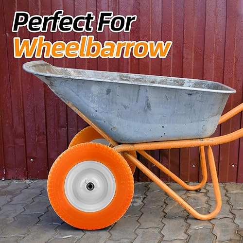 Miniatura 2 de Flat Free Wheelbarrow Tire 4.80/4.00-8 – Universal Fit Solid Rubber Replacement Wheel – Never Flat Tire with Wheel Assembly – Fits Most Wheelbarrows