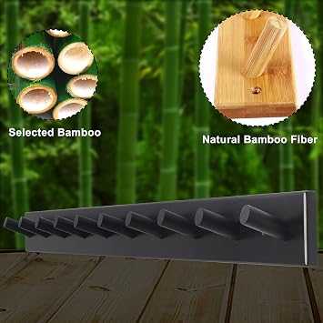 Dseap Coat Rack Wall Mounted - 10 Peg Hooks, 38-1/4 Long, Heavy Duty Wall Coat Hanger Coat Hook for Clothes Hat Jacket Clothing, Black, Pack of 2