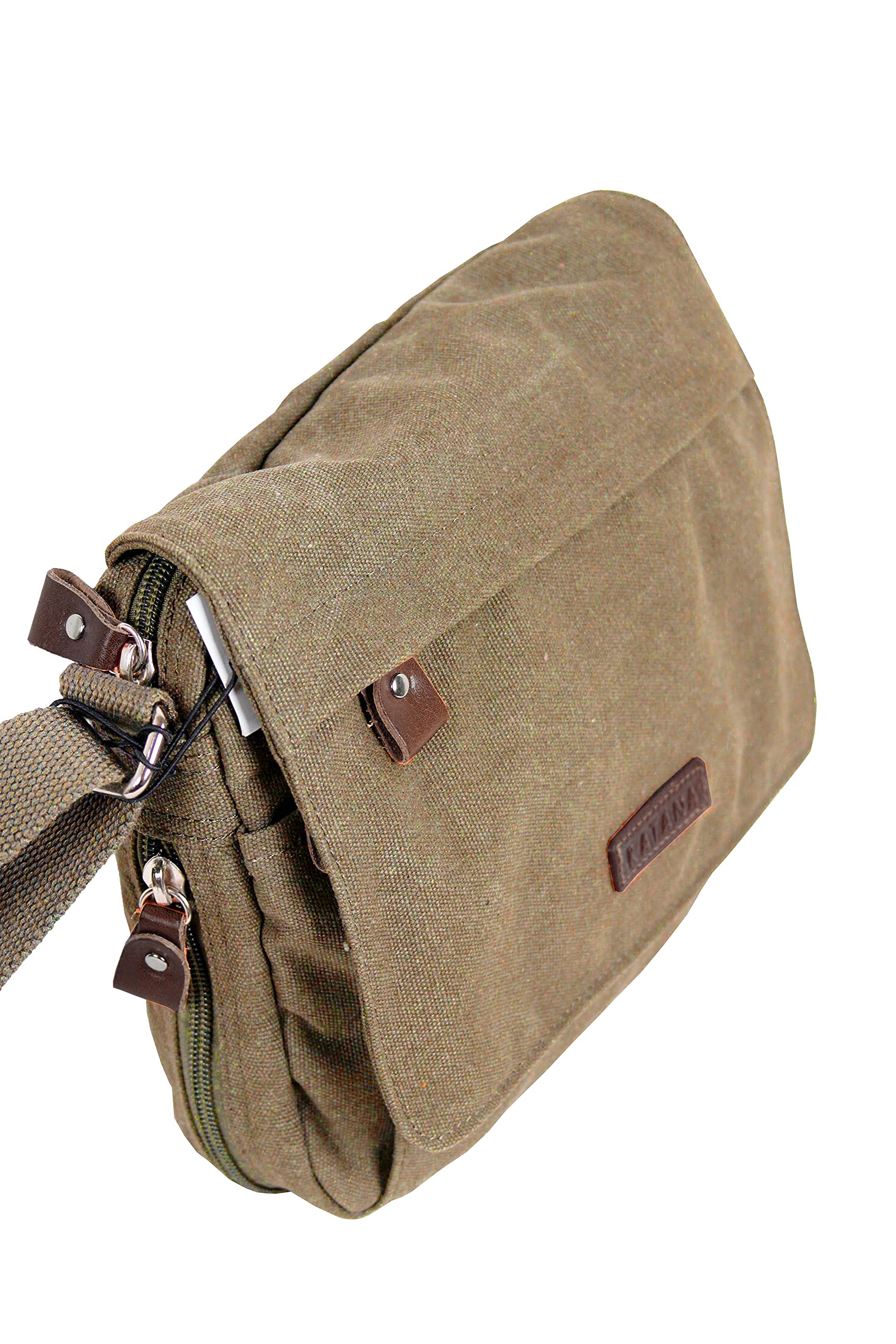 KTANA Petit sac besace sac bandoulière unisexe toile garni cuir réf 6514 (6 couleurs disponible) (sable)
