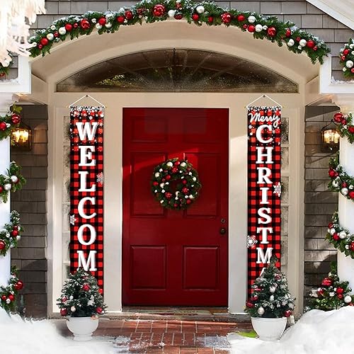 Miniatura 47 de Ivenf Juego de carteles de Navidad para porche, pancartas verdes, decoraciones colgantes de Navidad para el hogar, exterior, interior, pared, puerta