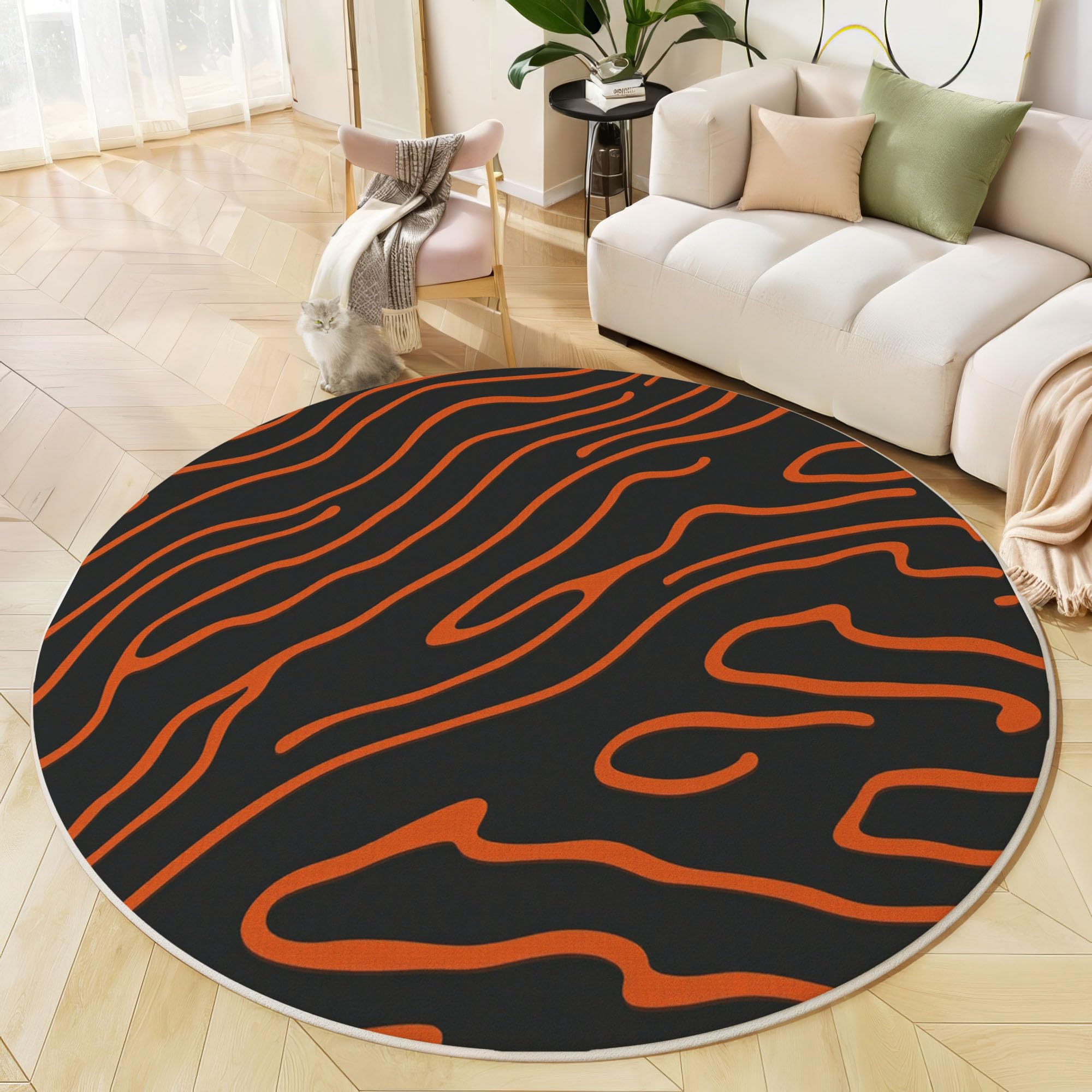 Tapis de chambre rond animalier pour illuminer la salle à manger