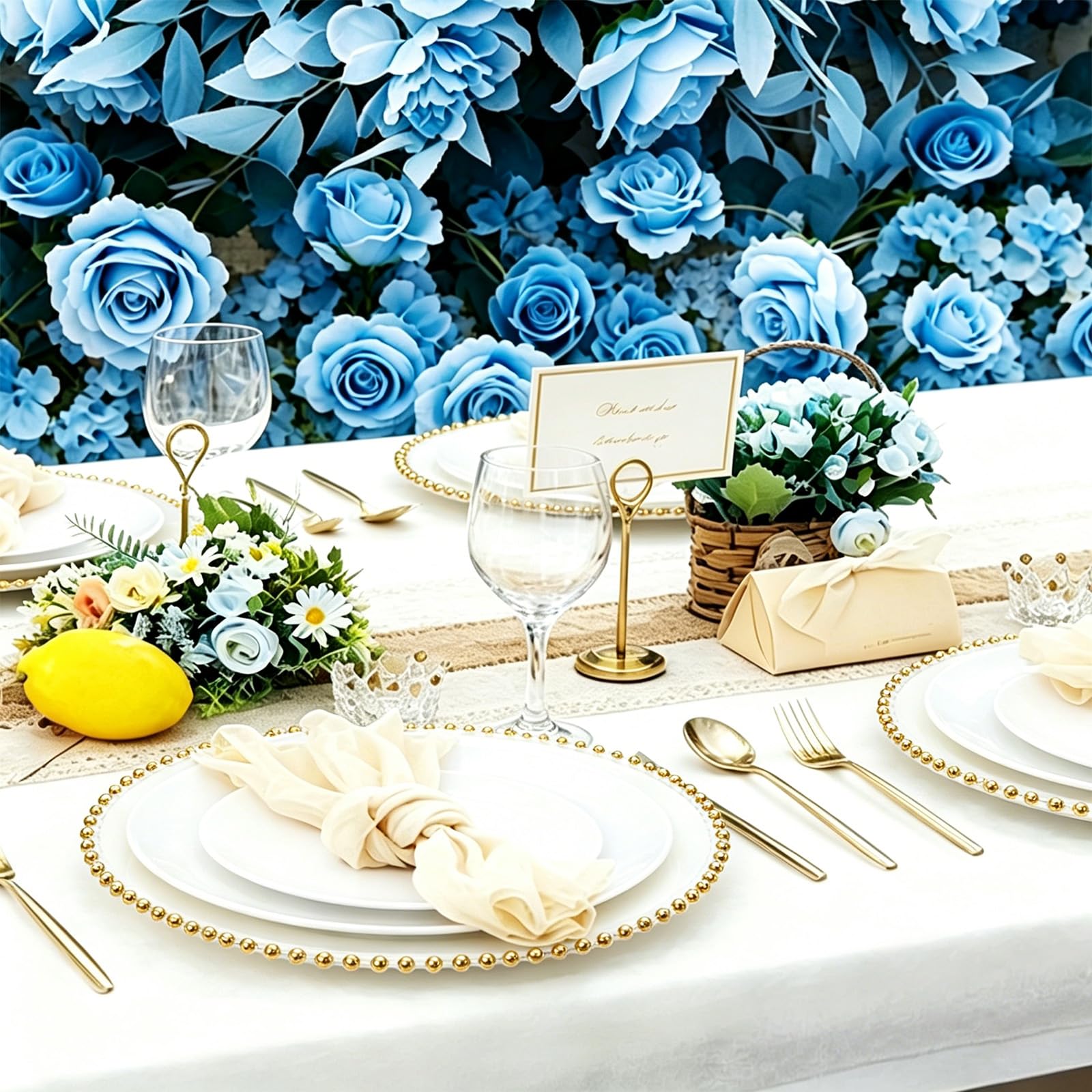 QUARKZMAN 6 plateaux de service transparents en gros, 13" plateaux ronds en plastique avec bordure perlée pour décoration de table de mariage, fête ou événement, argent