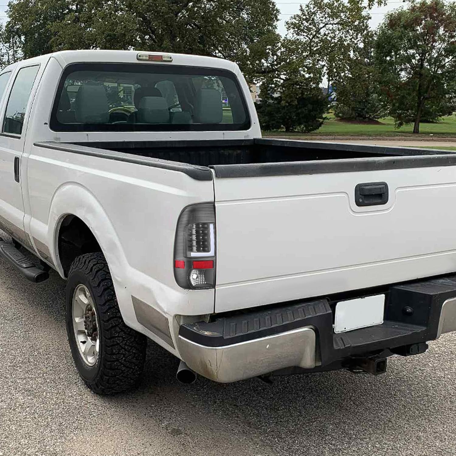 3D LED L-Bar Tail Lights Brake Lamps Assembly Compatible with 08-16 Ford Super Duty,Black Housing/Clear Lens