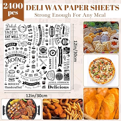 Miniatura 8 de 1000 hojas de papel de cera de delicatessen de 12 x 12 pulgadas, resistentes a la grasa, bandejas de cestas, papel de periódico, a prueba de agua y