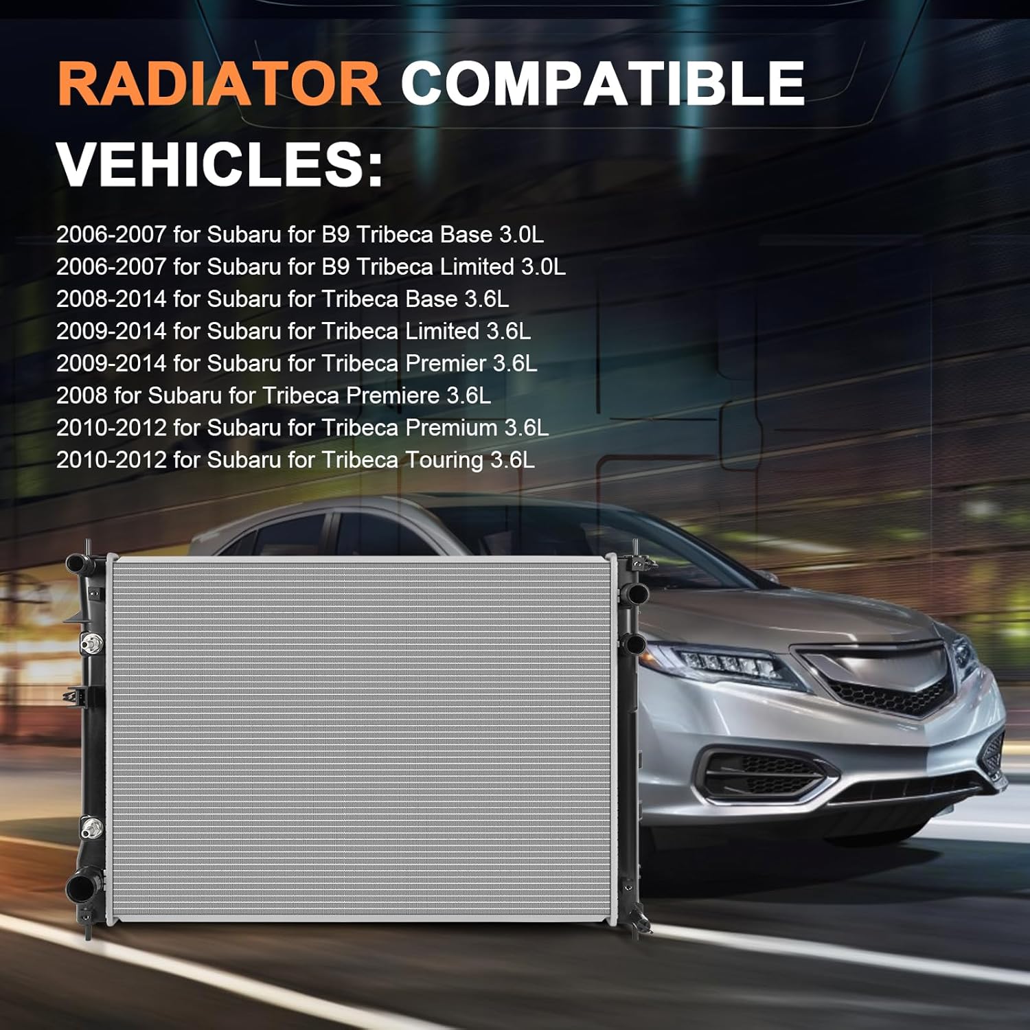 ROADFAR Radiator Compatible with 2006-2007 For Subaru for B9 Tribeca 3.0L 2008-2014 For Subaru for Tribeca 3.6L