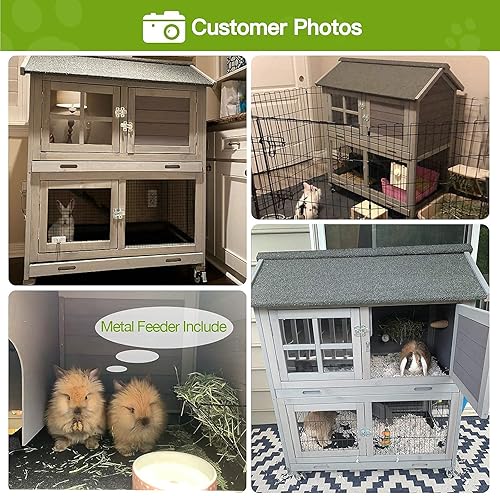 Miniatura 2 de Conejera para interiores y exteriores, con red de alambre móvil, hábitat de conejillo de indias sobre ruedas, bandeja extraíble a prueba de fugas de