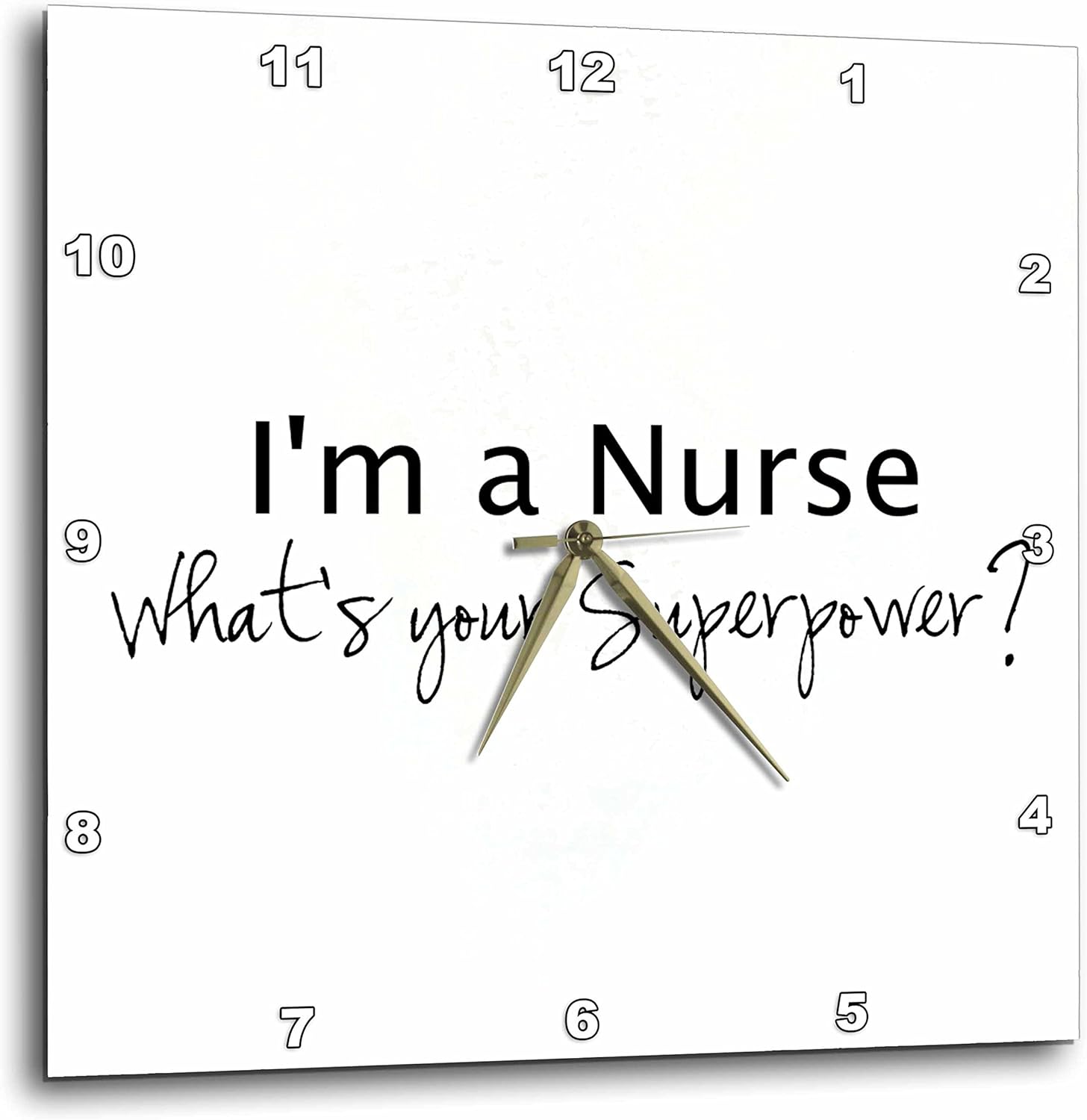 3dRose dpp_184947_2 I'm a Nurse-What's Your Superpower-Funny Medical Profession Gift-Wall Clock, 13 by 13-Inch