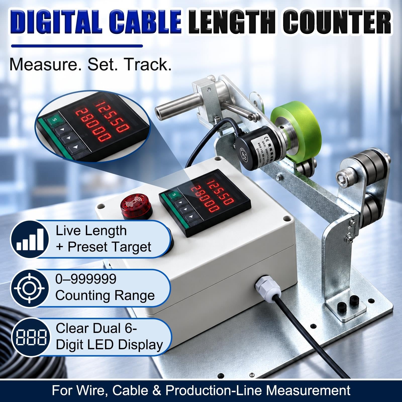 Contador de Longitud, Rueda de Medición Digital para Cable